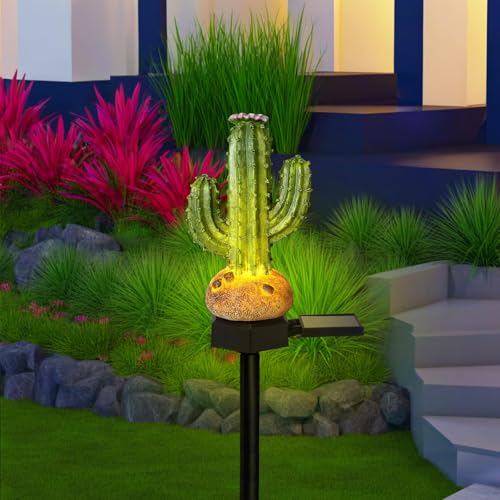 Justup Solarleuchten für Außen Garten, Kakteengarten Dekorative Pfahl Lichter, Wasserdichte Solar Gartenleuchten für außen Garten, Balkon, Terrasse, Rasen, Wege (1 Stück) von Justup