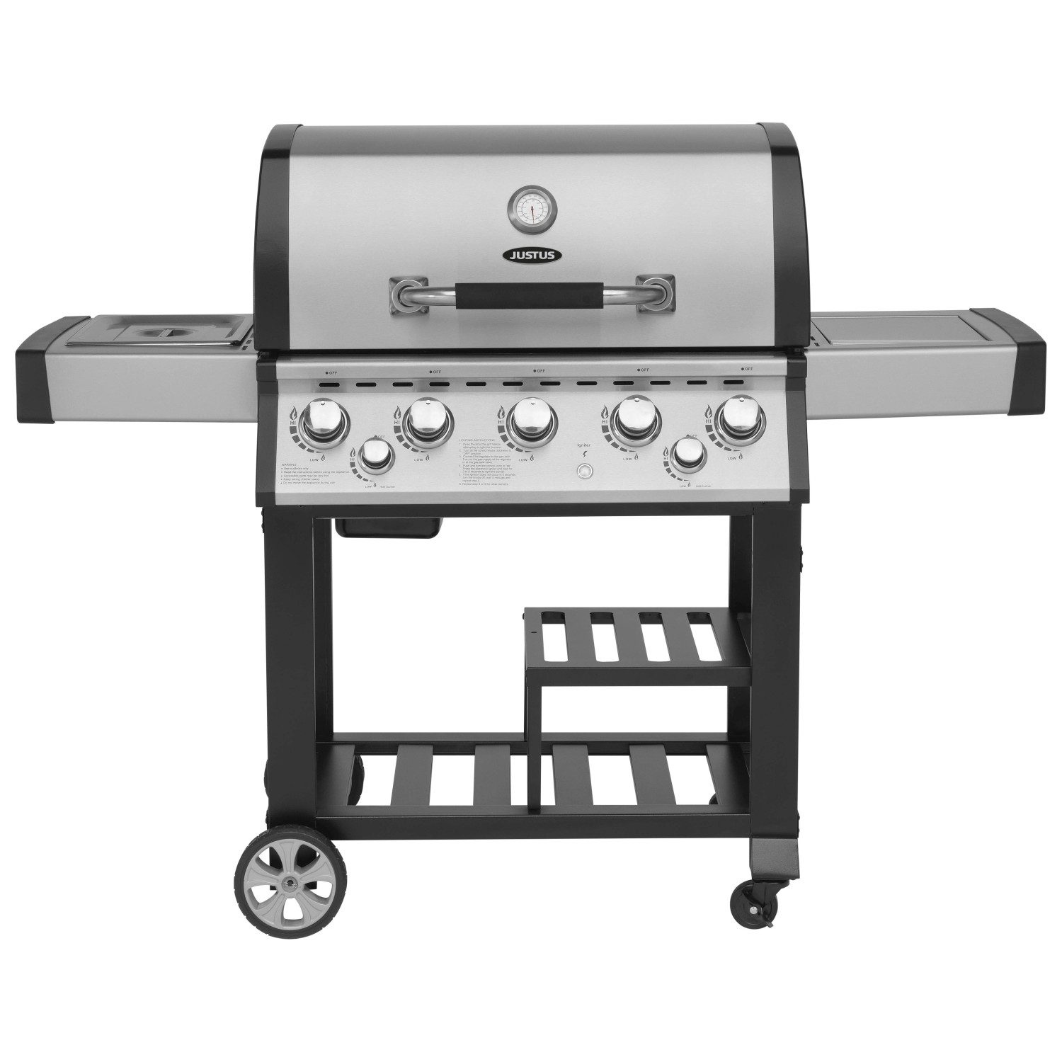 Justus Premium BBQ-Gasgrill Mars 5 Brennern 1 Seitenbrenner 1 Infrarot Edelstahl von Justus