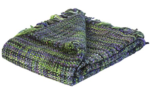 Jute & co Zanzibar hochwertige Decke Stoff Handarbeit, 100% Acryl, Grün, Einzelbett, 150 x 125 x 0.5 cm von Jute Co.