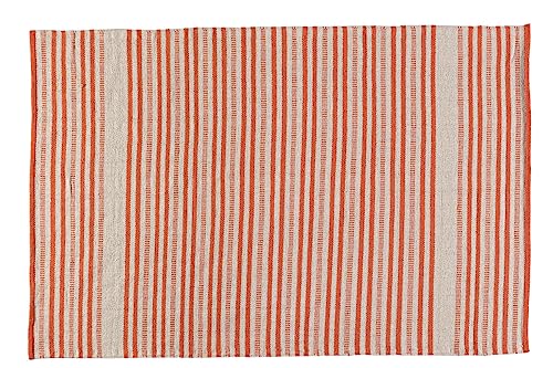 Jute & Co. Robuster und eleganter Teppich, 100% Baumwolle, gewebt, mit natürlichen Farben, Farbe: Rot, 140 x 200 cm von Jute & Co.