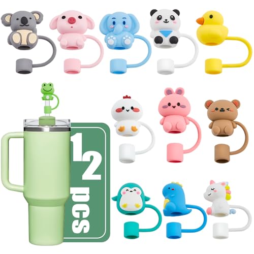 Jutieuo Trinkhalm-Aufsätze für Stanley-Becher, 10 ml und 850 ml, niedliches Cartoon-Tier, wiederverwendbare Silikon-Trinkhalm-Abdeckkappen für Trinkgläser mit größerem Strohhalm, Durchmesser 10 mm, Jutieuo Trinkhalm-Aufsätze für Stanley-Becher, 10 ml und 850 ml, niedliches Cartoon-Tier, wiederverwendbare Silikon-Trinkhalm-Abdeckkappen für Trinkgläser mit größerem Strohhalm, Durchmesser 10 mm, von Jutieuo