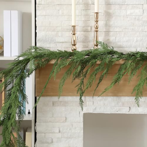 Jutom Weihnachtsgirlande aus Zedernholz, künstliche realistische künstliche grüne Zedernkiefer-Girlande für Zuhause, Kamin, Tür, Fenster, Innen- und Außenbereich, Weihnachtsfeier-Dekoration (1 Stück Jutom Weihnachtsgirlande aus Zedernholz, künstliche realistische künstliche grüne Zedernkiefer-Girlande für Zuhause, Kamin, Tür, Fenster, Innen- und Außenbereich, Weihnachtsfeier-Dekoration (1 Stück von Jutom
