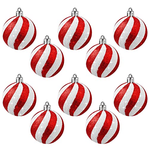 Weihnachtskugel-Ornamente, 6.1 cm, Weihnachtsbaumschmuck, Kugeln, Mini-Glitzer, Weihnachtsornamente, Weihnachtswirbel, dekorative hängende Ornamente für Urlaubsdekoration (20 Stück) von Jutom