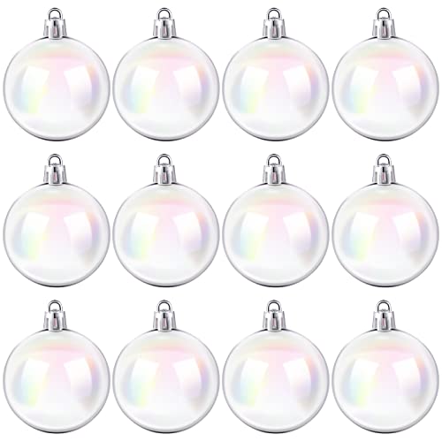 Weihnachtsschmuck, schillernde Ornamente, Kugeln, Kunststoff, schillernde Ornamente, transparente Ornamente, kleine schillernde Ornamente, Weihnachtsbaumschmuck (12 Stück, 5,1 cm) von Jutom