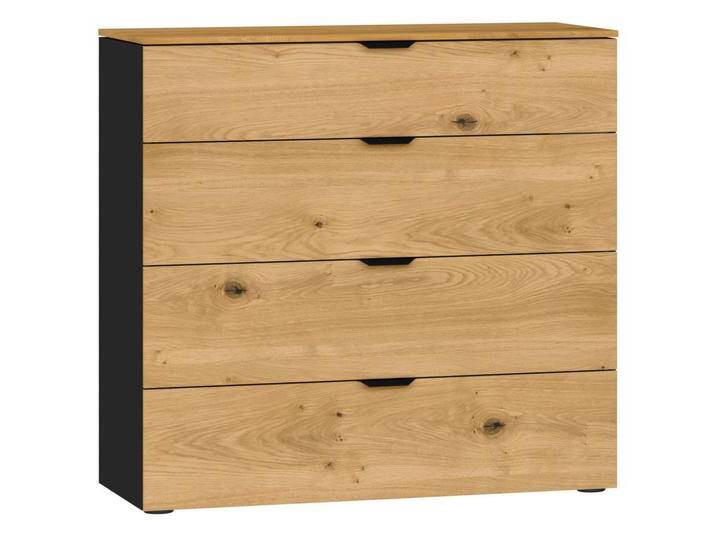 Jutzler KOMMODE, Schwarz, Eiche, Metall, Eiche, furniert, 4 Schubladen, 90x87x43 cm, Typenauswahl, in verschiedenen Größen erhältlich, Wohnzimmer, von Jutzler