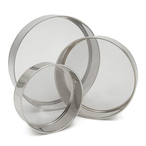 Juvale 3-teiliges feinmaschiges Siebsieb-Set, Edelstahl Professionelle Runde Mehlsieb zum Backen (3 Größen) - Mehlsieb - Feinmaschiges Sieb von Juvale