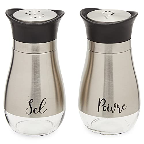 Juvale Salz- und Pfefferstreuer, modernes Design, Edelstahl und Glas von Juvale