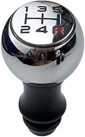 Juvra Auto-Schaltknauf 5-Gang MT Auto Schaltknauf Hebel Schalthebel Griff Stick für Peugeot C2 C3 C4 für Citroen für Sega für Senna(Chrome Black Red) von Juvra