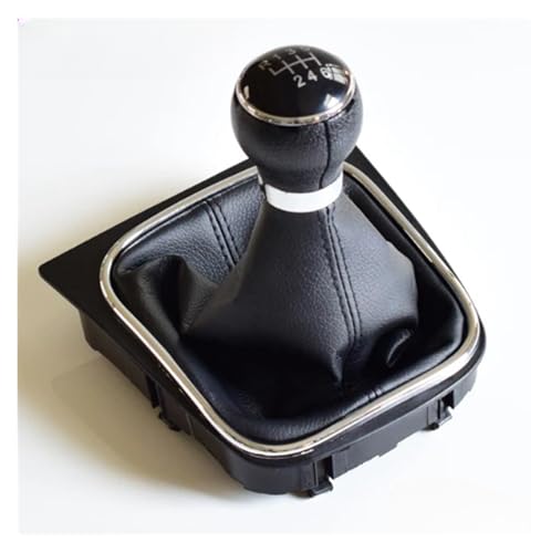 Juvra Auto-Schaltknauf Auto 5/6 für Gang Schaltknauf Hebel Stick Gamasche Boot Kompatibel für mit für Golf 5 MK5 2005-2010 Shifter Adapter Zubehör(Black-6 Speed) von Juvra