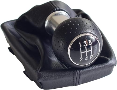 Juvra Auto-Schaltknauf Für A4 B6 B7 2000 2001, manueller 5-/6-Gang-Schaltknauf, Schalthebelkopf Für mit staubdichter Lederabdeckung(5-r Speed) von Juvra