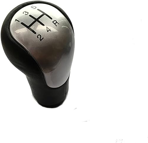 Juvra Auto-Schaltknauf Für Ford Für FIESTA MK6 2002-2008 MT 5/6 Geschwindigkeit Auto Shift Schaltknauf Griff Kopf Hebel(5 Speed Silver) von Juvra
