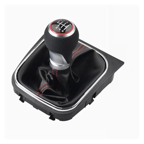 Juvra Auto-Schaltknauf Für Golf 5 6 MK5 MK6 R32 R20 GTD GTI 2004-2013 Schalthebel Schaltknauf Boot für/Geschwindigkeit(Rot,6 Speed) von Juvra