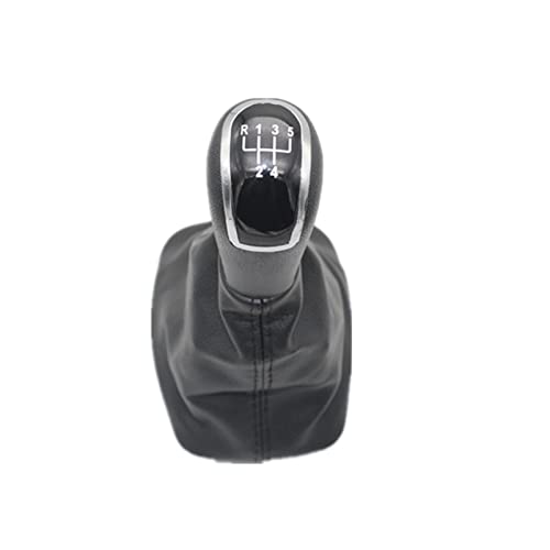 Juvra Auto-Schaltknauf Für Skoda Für Fabia MK1 1999 2000 2001 2002 2003 2004 2005 2006 2007 2008 5 Für Geschwindigkeit Getriebe stick Schaltknauf Leder Boot(Schwarz) von Juvra