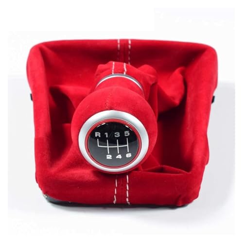 Juvra Auto-Schaltknauf Schöne 5/6 für Speed ​​Manual Wildleder Tuning Schaltknauf Kofferraumabdeckung für A3 S3 8V8P Sline 2014–2020(Rot,6 Gears) von Juvra