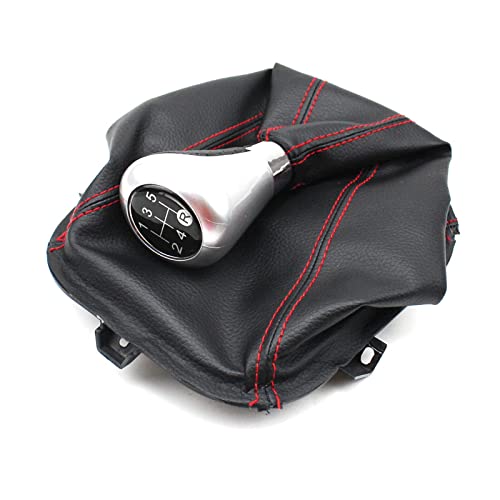 Juvra Auto-Schaltknauf Schwarz Beige Schalthebelmanschetten Schalthebel Staubschutz Anti-Staubschutz für Great für Wall Hover H3 H5 2010–2012(5 Speed red line) von Juvra