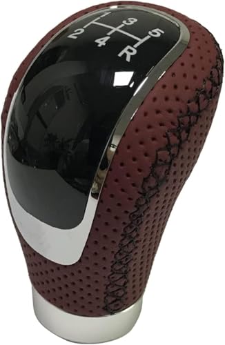 Juvra Auto-Schaltknauf Universal Schwarz Leder Auto Schaltknauf AT MT ARM Manuelle Stick Hebel Stift Getriebe Shifter Wort Pads Adapter(Black Red) von Juvra