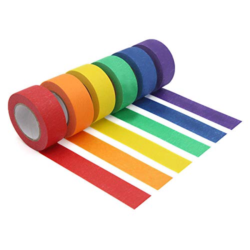 Farbiges Abdeckband, farbiges Malerband für Kunst und , Beschriftung oder Codierung, 6 Farben, 2,4 cm x 12 m von Juwaacoo