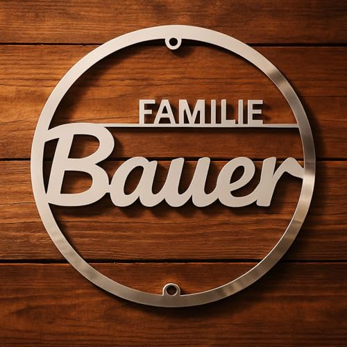 Elegantes Acrylschild rund – personalisiertes Namensschild mit „Familie [Name]“ – moderne Hausdeko für Eingang, Flur oder Wohnzimmer von Juwelier Schönschmied