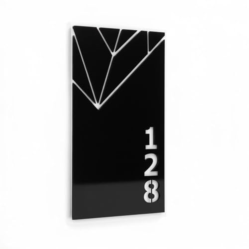 Hausnummernschild & Türschild personalisiert – moderne Zimmernummer Tafel aus Acryl & Holz – zweischichtig, individuell graviert, wetterfest, elegant für Haus, Wohnung & Hotel (Rot) von Juwelier Schönschmied