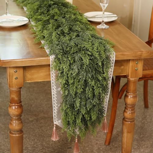 Künstliche Weihnachtsgirlande aus Zedernholz, 152 cm, künstliche grüne künstliche dicke und üppige Tannennadeln, Girlanden für Tisch, Kamin, Kaminsims, Urlaub, Zuhause, Innen- und Außenbereich Künstliche Weihnachtsgirlande aus Zedernholz, 152 cm, künstliche grüne künstliche dicke und üppige Tannennadeln, Girlanden für Tisch, Kamin, Kaminsims, Urlaub, Zuhause, Innen- und Außenbereich von Juxdp