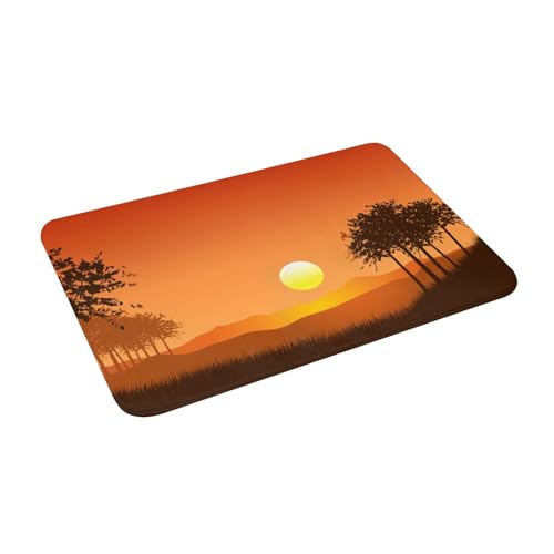Juxweku Badematte Bäume Sonnenuntergang Himmel Weich Badteppich Badezimmerteppich Duschvorleger für Badezimmer Deko,40 x 60 cm von Juxweku