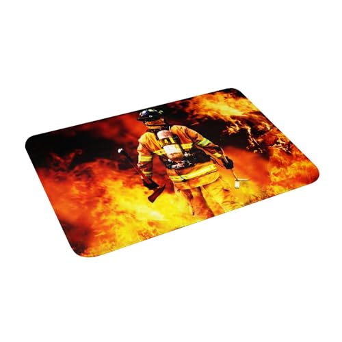 Juxweku Badematte Feuerwehr Feuerwehrmann Weich Badteppich Badezimmerteppich Duschvorleger für Badezimmer Deko,40 x 60 cm von Juxweku