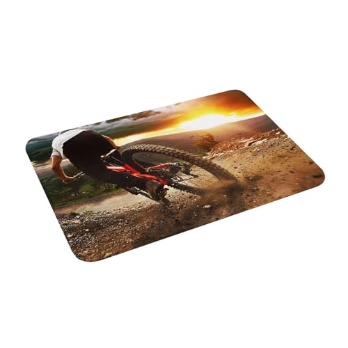 Juxweku Badematte Mountainbike Downhill Rennfahrer Weich Badteppich Badezimmerteppich Duschvorleger für Badezimmer Deko,40 x 60 cm von Juxweku