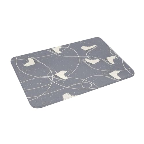 Juxweku Badematte Schlittschuhschuhe Winter Weich Badteppich Badezimmerteppich Duschvorleger für Badezimmer Deko,40 x 60 cm von Juxweku