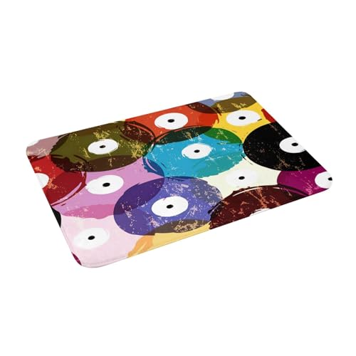 Juxweku Badematte Vinyl Schallplatten Graffiti Abstrakt Weich Badteppich Badezimmerteppich Duschvorleger für Badezimmer Deko,40 x 60 cm von Juxweku
