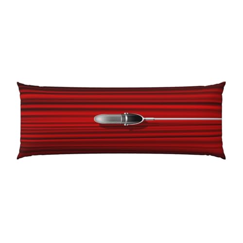 Kissenbezüge Mikrofon Roter Vorhang Bühne Kissenbezüge Dekokissen Kissenhülle für Sofa Büro Gartenbett Couch Kissen Haus Dekoration, 51 x 137 cm von Juxweku