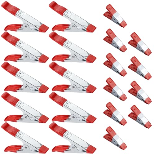 Klemmzwingen Metall 20 Stück Federzwingen mini 4 Zoll+2 Zoll Federklemmzwingen Stark Leimzwingen Set Gummi überzogener Spitze-Griff-Halter für Kampierendes Plane Handwerk von Juyibaao