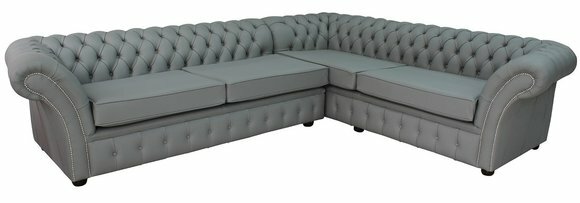 Ecksofa Graue Chesterfield Leder Sofa Couchen Polster Sitz Eck Garnitur von Jv Moebel