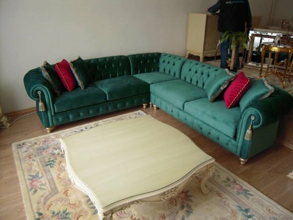 Grüne Chesterfield Textil Sofa Designer Couch Polster Sofas Couchen von Jv Moebel