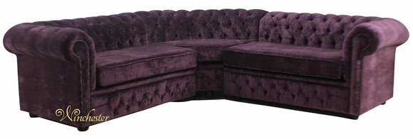 Lila Textil Polster Couch Chesterfield Stoff Sofa Eck Garnitur Sofas Sitz von Jv Moebel