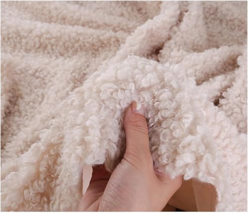 160 x 50 cm breiter, hochdichter, weicher Kunstlammfellstoff for Nähen, for Spielzeug, Kissen, Kleidung und Bastelarbeiten.(Beige) von JvFbjLF