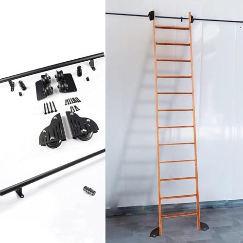 JvFbjLF Beschlagsatz for Schiebetüren im Scheunenstil, Rollleiter, Beschlagsatz for Penthouse-Schiebeleiter (ohne Leiter)(13ft/400cm Track kit) von JvFbjLF