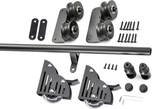 JvFbjLF Hardware-Kit for Bibliotheksschiebeleiter, Schwarze Schiene aus Rundrohrstahl mit Bodenrolle, Keine Leiter im Lieferumfang enthalten(16ft/500cm Track kit) von JvFbjLF