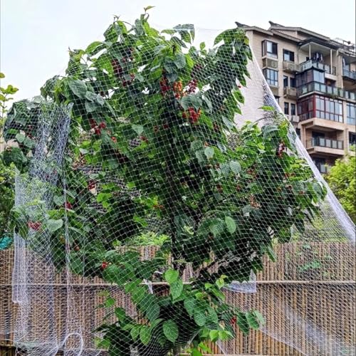 JvFbjLF Robustes Vogelschutznetz for Obstbäume/Pflanzen/Erdbeeren, großer weißer Kunststoff-Gartenzaun, Tierzaun, temporärer Zaun, Hühnerzaun(15x15m/49.2x49.2) von JvFbjLF