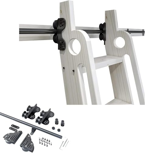 JvFbjLF Rolling Library Schiebeleiter-Hardware-Kit Schiebetürschienen-Hardware-Zubehör, Mobile Leiter-Hängeschiene(A,700cm(23 ft) Track kit) von JvFbjLF