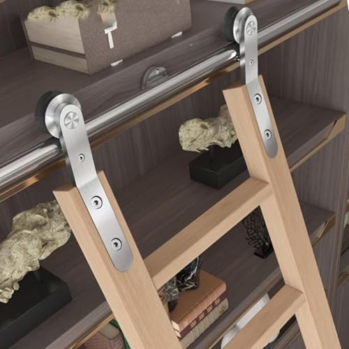 JvFbjLF Schiebetürschienenbeschläge mit Rädern Schiebetürbausatz for Scheunentore Bibliothek mit Schiebeleitern Komplette Hardware-Rollschiene(200cm(6.6 ft) Track kit) von JvFbjLF
