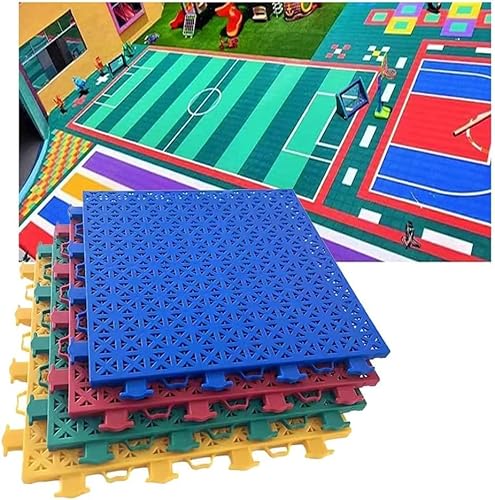 Modulare ineinandergreifende Fliesen DIY Indoor und Outdoor Sportplatz Kunststoff Spleißen Sport Bodenmatte (rot) von JvFbjLF