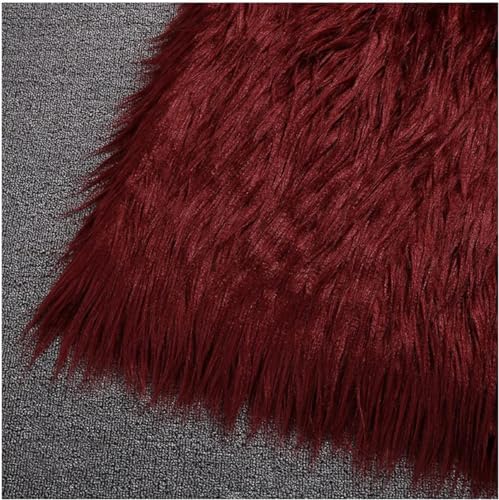 Plüsch Kunstfell Stoff Weicher Plüsch 180x50cm for Kleidung, Kunstwerke, Basteln Kissenbezug, Dekoration, Cosplay(Dark Red) von JvFbjLF