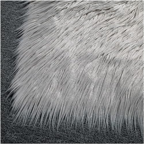 Plüsch Kunstfell Stoff Weicher Plüsch 180x50cm for Kleidung, Kunstwerke, Basteln Kissenbezug, Dekoration, Cosplay(Light Grey) von JvFbjLF