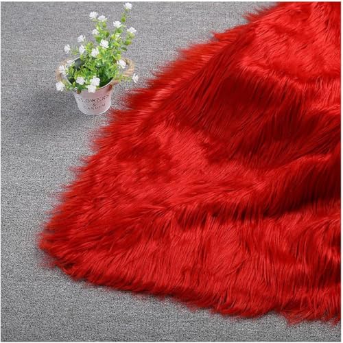 Plüsch Kunstfell Stoff Weicher Plüsch 180x50cm for Kleidung, Kunstwerke, Basteln Kissenbezug, Dekoration, Cosplay(Rosso) von JvFbjLF