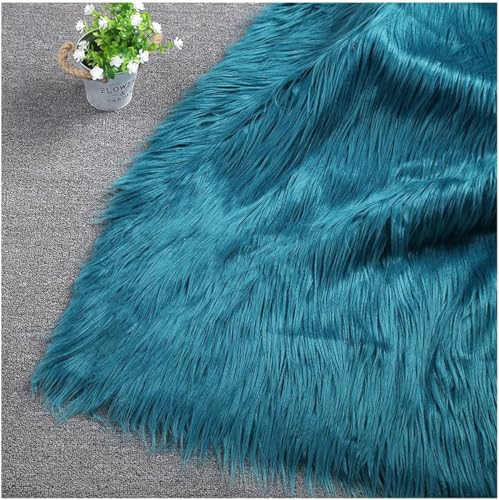 Plüsch Kunstfell Stoff Weicher Plüsch 180x50cm for Kleidung, Kunstwerke, Basteln Kissenbezug, Dekoration, Cosplay(Teal) von JvFbjLF