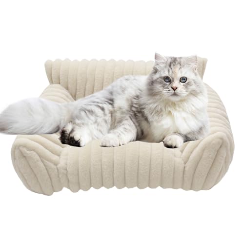 Jvjggag Katzensofa, weiche Haustiercouch, kaufestes Plüschkissen mit 3-seitiger erhöhter Randunterstützung, maschinenwaschbar, gemütliche Wärme, Anti-Rutsch-Polsterung für Hunde und Katzen, für von Jvjggag