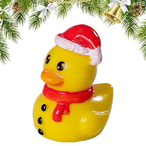 Mini Ducks - Weihnachts -Miniatur -Entenfiguren für festliche Dekoration | Harz mit handbemalten Details, 2-3 cm süße Tierverzierungen, Strumpfstoffe für Kuchengartenpool-Klassenzimmer Badezimmer von Jvjggag