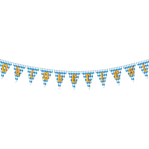Oktoberfest Bunting Banner - Bierfestival Dekorationen für Themenfeiern | Robust 300 g Karton Pennant mit 11 Flaggen Long Ribbon Party Bunting, für Veranstaltungen, Versammlungen, Festival -Setup Oktoberfest Bunting Banner - Bierfestival Dekorationen für Themenfeiern | Robust 300 g Karton Pennant mit 11 Flaggen Long Ribbon Party Bunting, für Veranstaltungen, Versammlungen, Festival -Setup von Jvjggag
