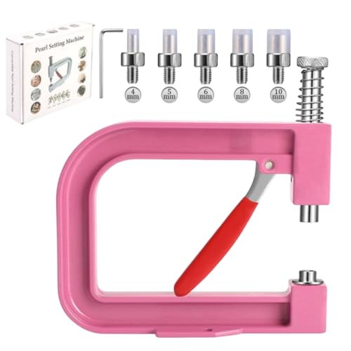 Perlenbohrmaschine, manuelles Perlenwerkzeug, Edelstahl-Handpresse, Nietenbefestigungsfunktion, Idela für Schmuck, Hut, Kleidung, Handwerk, 15 cm, Rosa, Weiß, 1 Stück Perlenbohrmaschine, manuelles Perlenwerkzeug, Edelstahl-Handpresse, Nietenbefestigungsfunktion, Idela für Schmuck, Hut, Kleidung, Handwerk, 15 cm, Rosa, Weiß, 1 Stück von Jvjggag