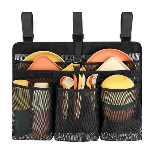 Trocknungsnetz-Aufbewahrung, kompakter Camping-Organizer, faltbares Camping-Geschirr-Abtropfnetz, schnell trocknend, tragbares Netz-Abtropfgestell, Oxford-Gewebe, 55 x 40 cm, Schwarz für den von Jvjggag